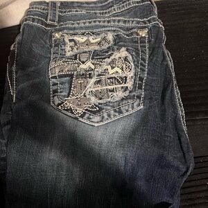 Miss Me Dark Wash Jeans with Contrast Stitching